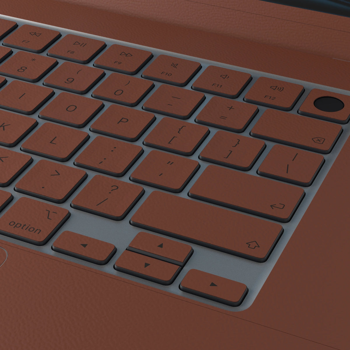 Classic Brown Hibiscus synthetic leather: Full-frame synthetic leather texture and material close-up. Rendered on Air 15.3-inch M3-M5 as shared Air/Pro/Neo material reference; exact cutouts follow selected model.