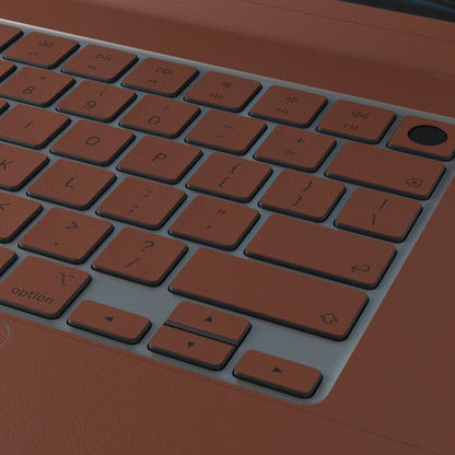 Classic Brown Hibiscus synthetic leather: Full-frame synthetic leather texture and material close-up. Rendered on Air 15.3-inch M3-M5 as shared Air/Pro/Neo material reference; exact cutouts follow selected model.