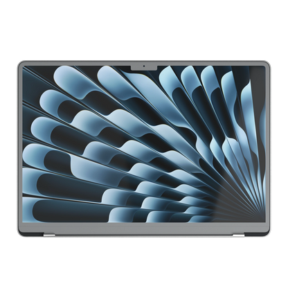 Classic Gray Hibiscus synthetic leather: Screen-edge (B) material illustration; this does not establish B availability for Air M3-M5. Rendered on Air 15.3-inch M3-M5 as shared Air/Pro/Neo material reference; exact cutouts follow selected model.