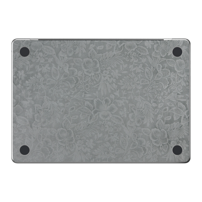 Classic Gray Hibiscus synthetic leather: Bottom (D) material illustration; bottom pieces are included only with bottom coverage. Rendered on Air 15.3-inch M3-M5 as shared Air/Pro/Neo material reference; exact cutouts follow selected model.