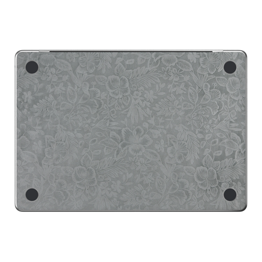 Classic Gray Hibiscus synthetic leather: Bottom (D) material illustration; bottom pieces are included only with bottom coverage. Rendered on Air 15.3-inch M3-M5 as shared Air/Pro/Neo material reference; exact cutouts follow selected model.