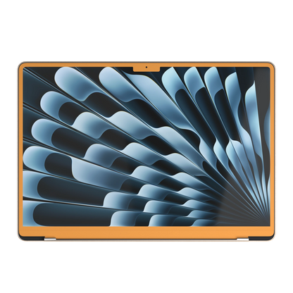 Sunny Yellow Hibiscus synthetic leather: Screen-edge (B) material illustration. This render does not establish B availability for Air M3-M5; those ABCD variants remain out of stock. Rendered on MacBook Air 15.3-inch M3-M5; exact cutouts follow the selected model.