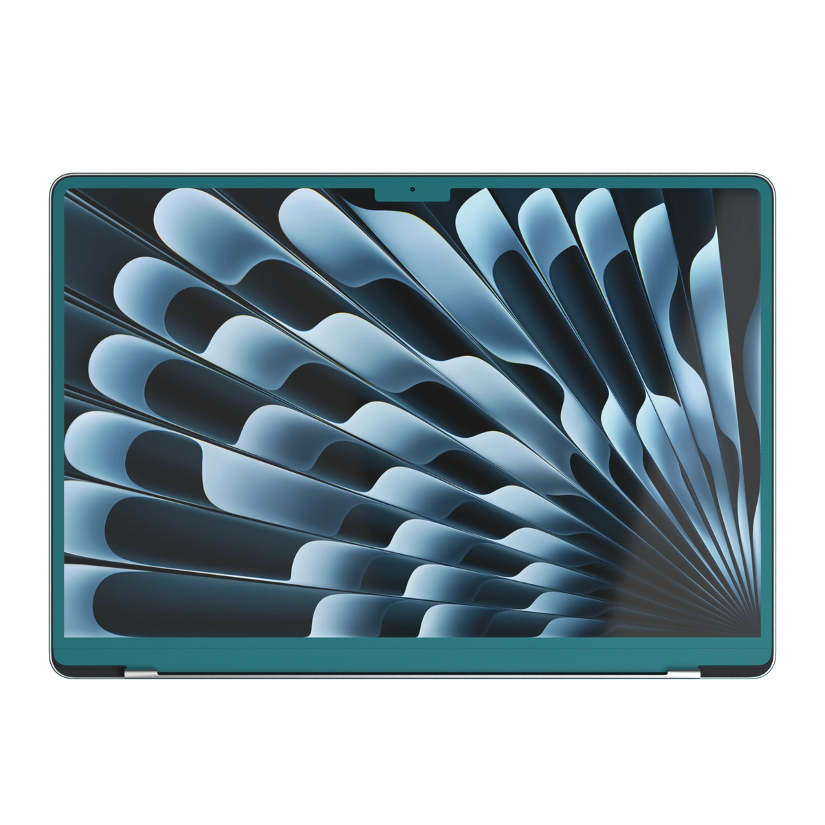 Tropical Teal Hibiscus synthetic leather: Screen-edge (B) material illustration. This render does not establish B availability for Air M3-M5; those ABCD variants remain out of stock. Rendered on Air15.3 M3-M5 as a shared material reference for Air, Pro and Neo; actual cutouts follow the selected model.