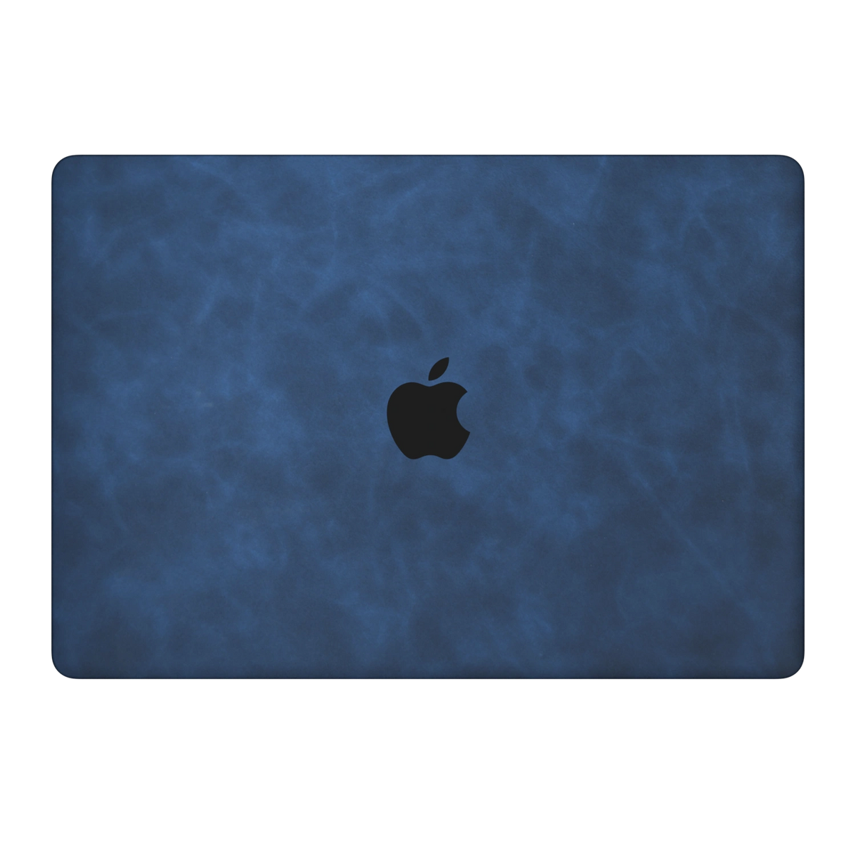 Dark Gray Blue scrub-textured synthetic leather MacBook skin. Top Lid coverage: A only. Air 15.3 M3-M5 shared material/installation reference; exact cutouts and included pieces follow selected model and coverage. Laptop not included.