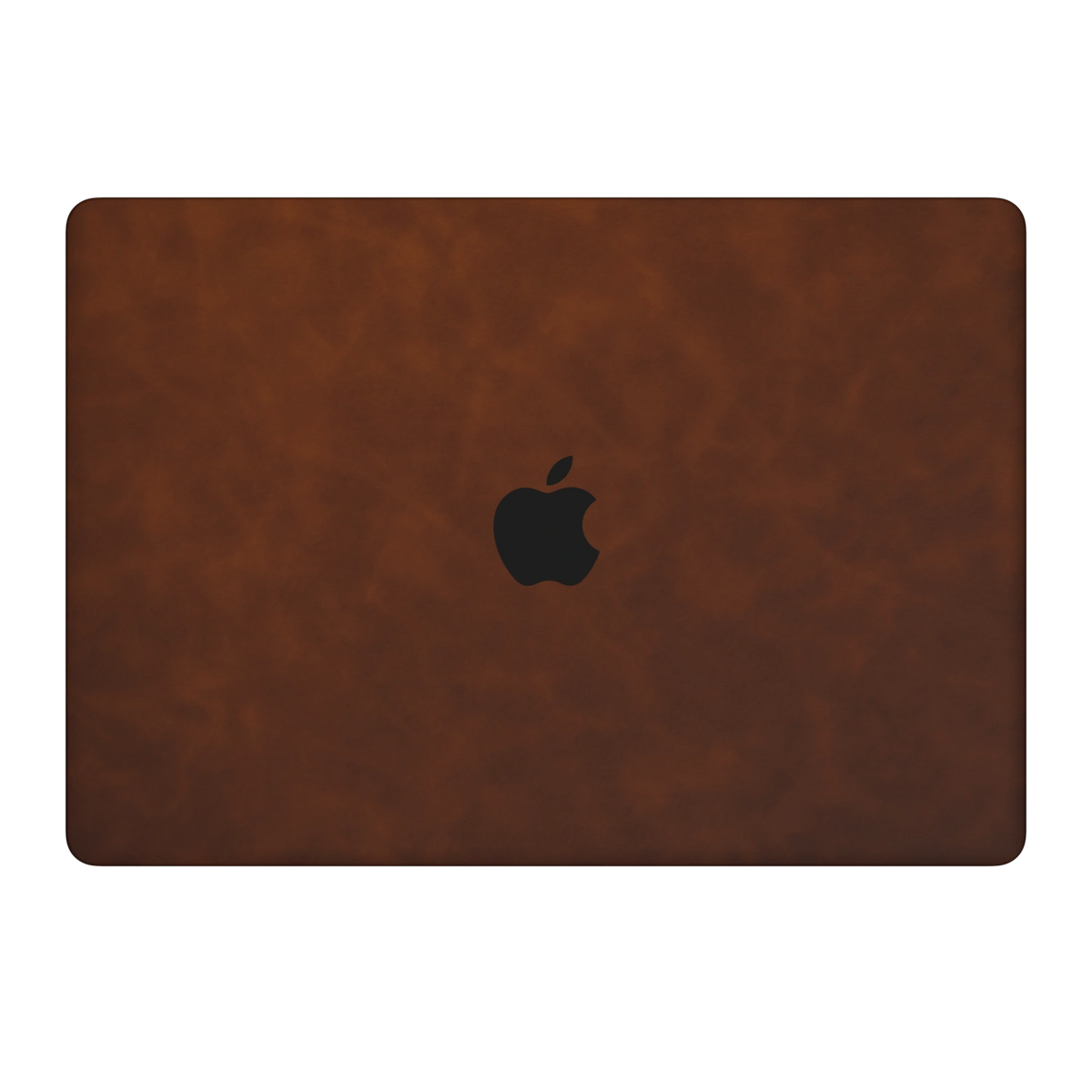 Coffee Brown scrub-textured synthetic leather MacBook skin. Top Lid coverage: A only. Air 15.3 M3-M5 shared material/installation reference; exact cutouts and included pieces follow the selected model and coverage. Laptop not included.