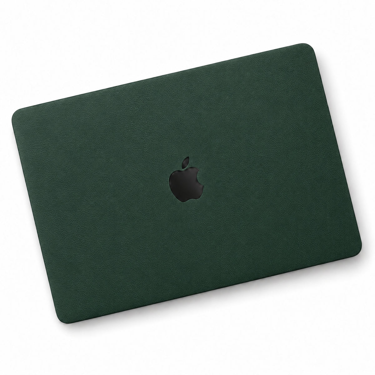 Green synthetic leather MacBook skin illustration: lid only.