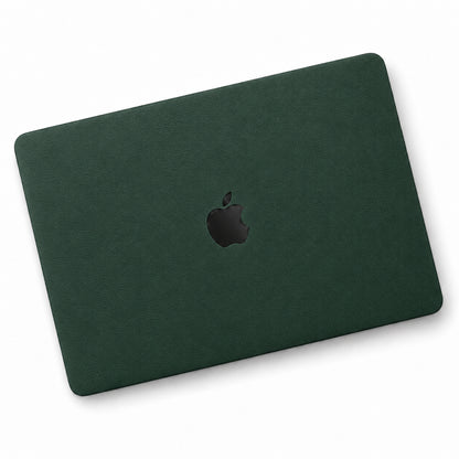 Green synthetic leather MacBook skin illustration: lid only.