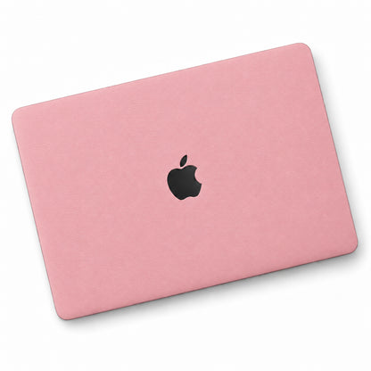 Pink synthetic leather MacBook skin illustration: lid only.