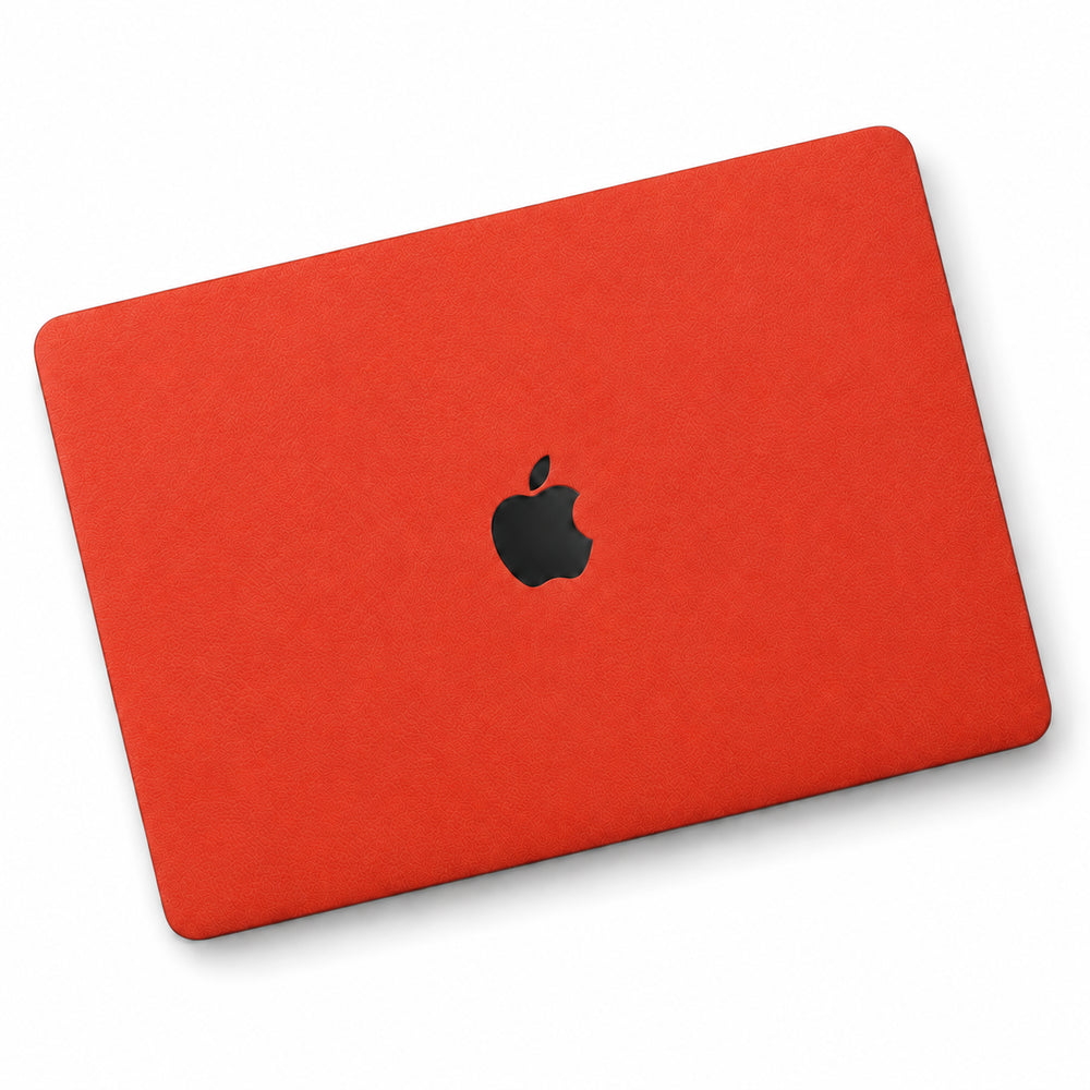 Orange Red synthetic leather MacBook skin illustration: lid only.