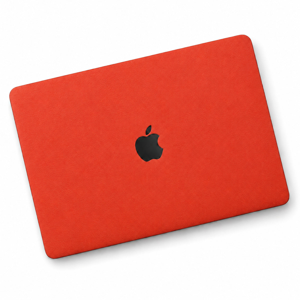 Orange Red synthetic leather MacBook skin illustration: lid only.