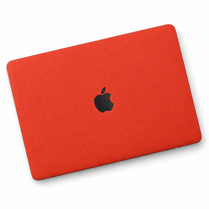 Orange Red synthetic leather MacBook skin illustration: lid only.