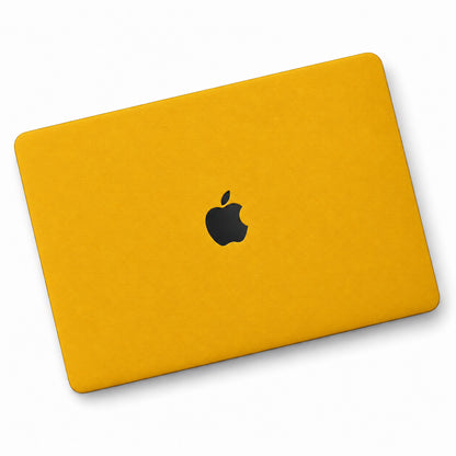 Yellow synthetic leather MacBook skin illustration: lid only.