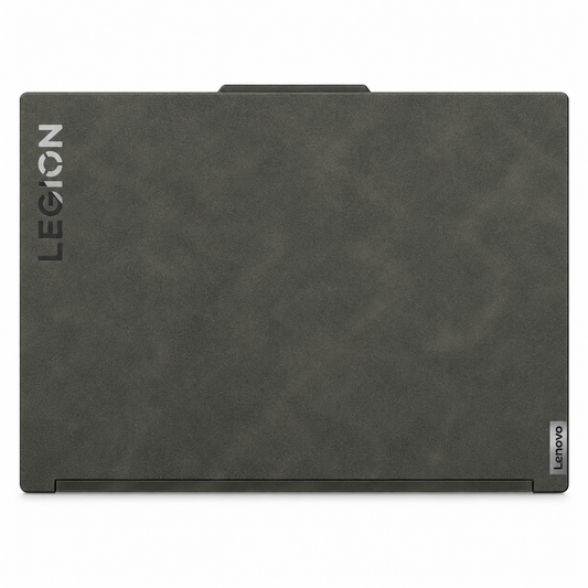 Dark Gray scrub-textured synthetic leather Lenovo Legion skin coverage illustration: top lid only. Example device; cuts vary by model.